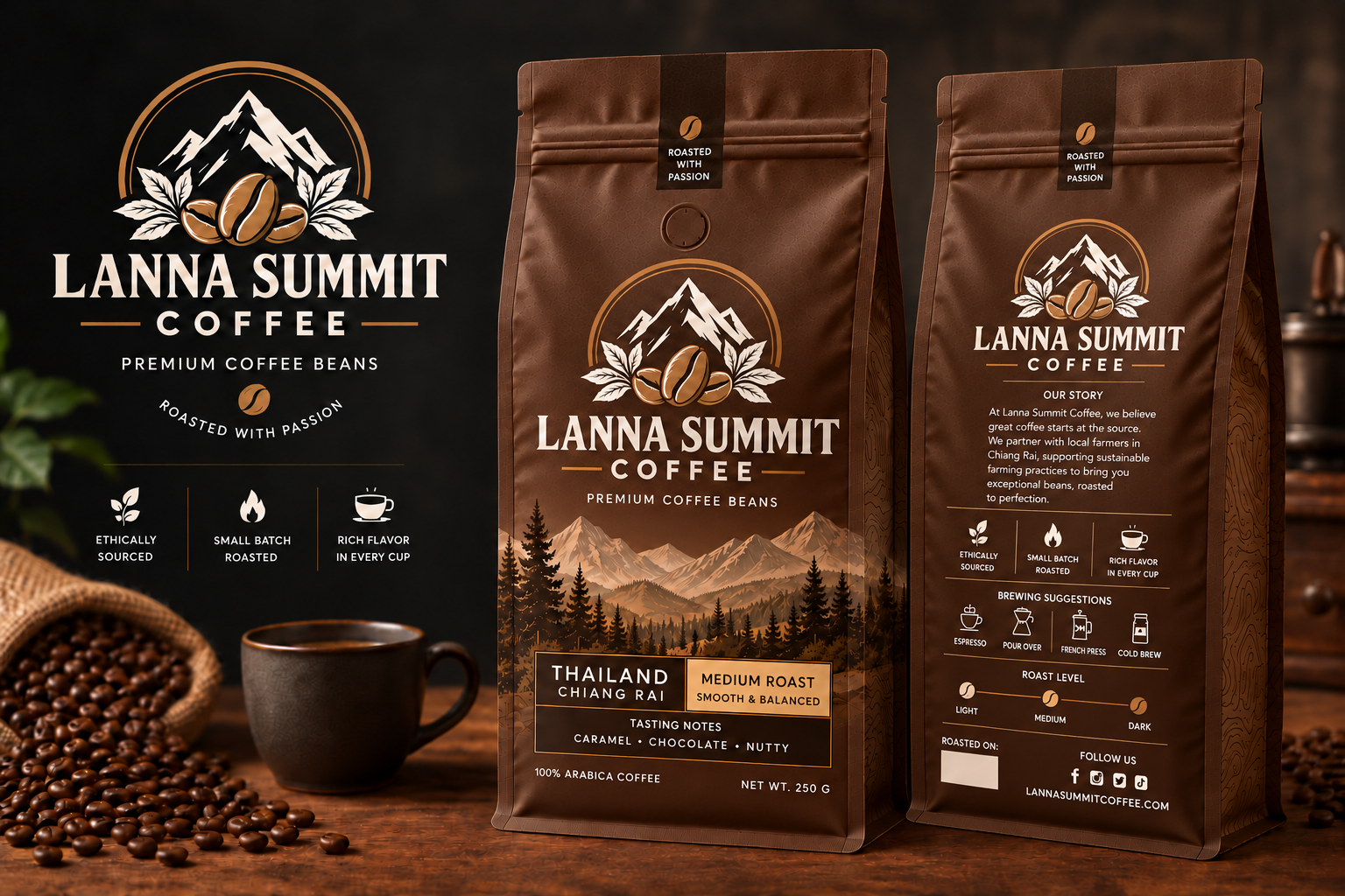 Lanna Summit Medium Roast packaging showcase